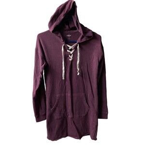 So Perfectly You Hoodie Small Burgundy Red Long Sleeved Laced